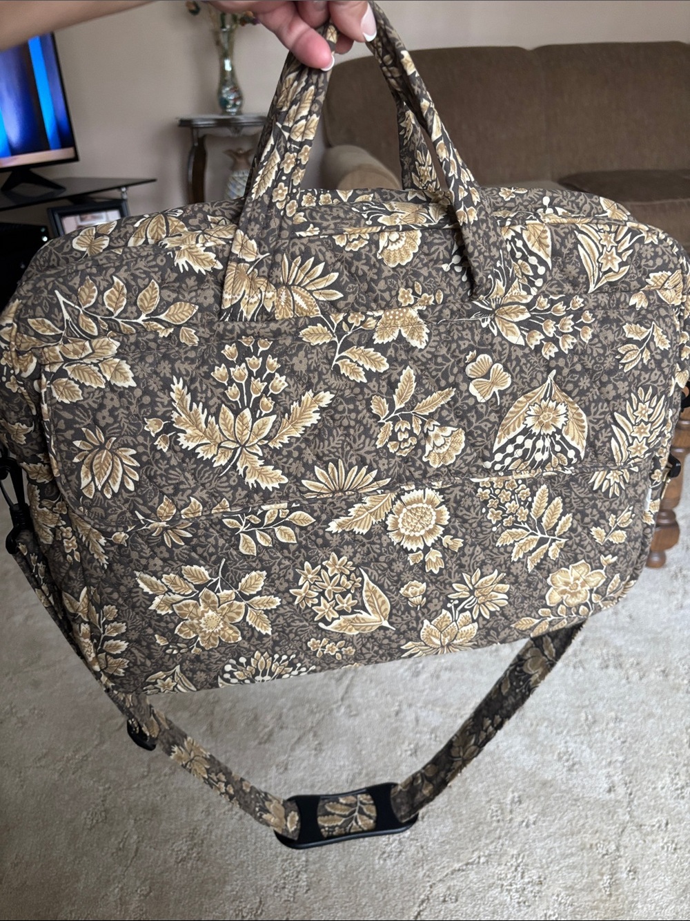 Vera Bradley Retired Java Pattern Quilted Travel Bag Euc Vintage View 3